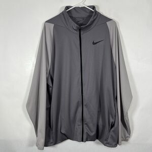 Nike Full Zip Track Jacket Mens Size XXL 2XL Gray Colorblock Swoosh Pockets
